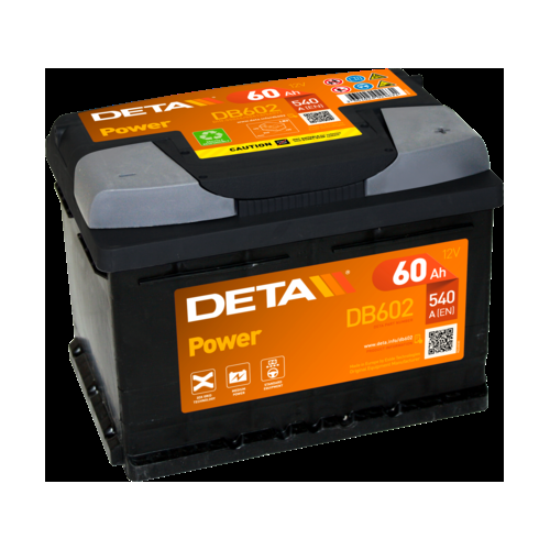 Deta DB602 Excell Car Battery 12V 60Ah Type 075, 4 Years Warranty