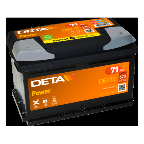 Deta DB712 Excell Car Battery 12V 71Ah Type 100, 4 Years Warranty