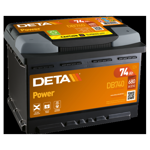 Deta DB740 Excell Car Battery 12V 74Ah Type 096, 4 Years Warranty