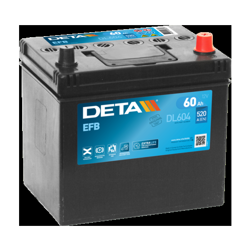 Deta DL604 EFB Car Battery 12V 60Ah Type 005LEFB, 3 Years Warranty