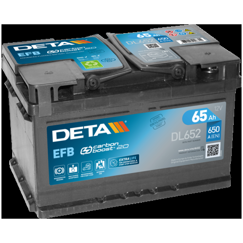 Deta DL652 EFB Car Battery 12V 65Ah Type 100EFB, 3 Years Warranty