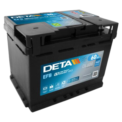 Deta DL600 EFB Car Battery 12V 60Ah Type 027EFB, 3 Years Warranty