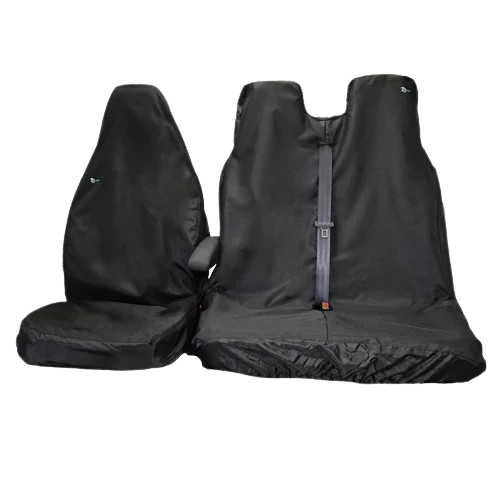 Seat Cover Set For Van, Front & Double Passenger Seat, Medium Size, Black, Town & Country - VBLK+3DFBLK