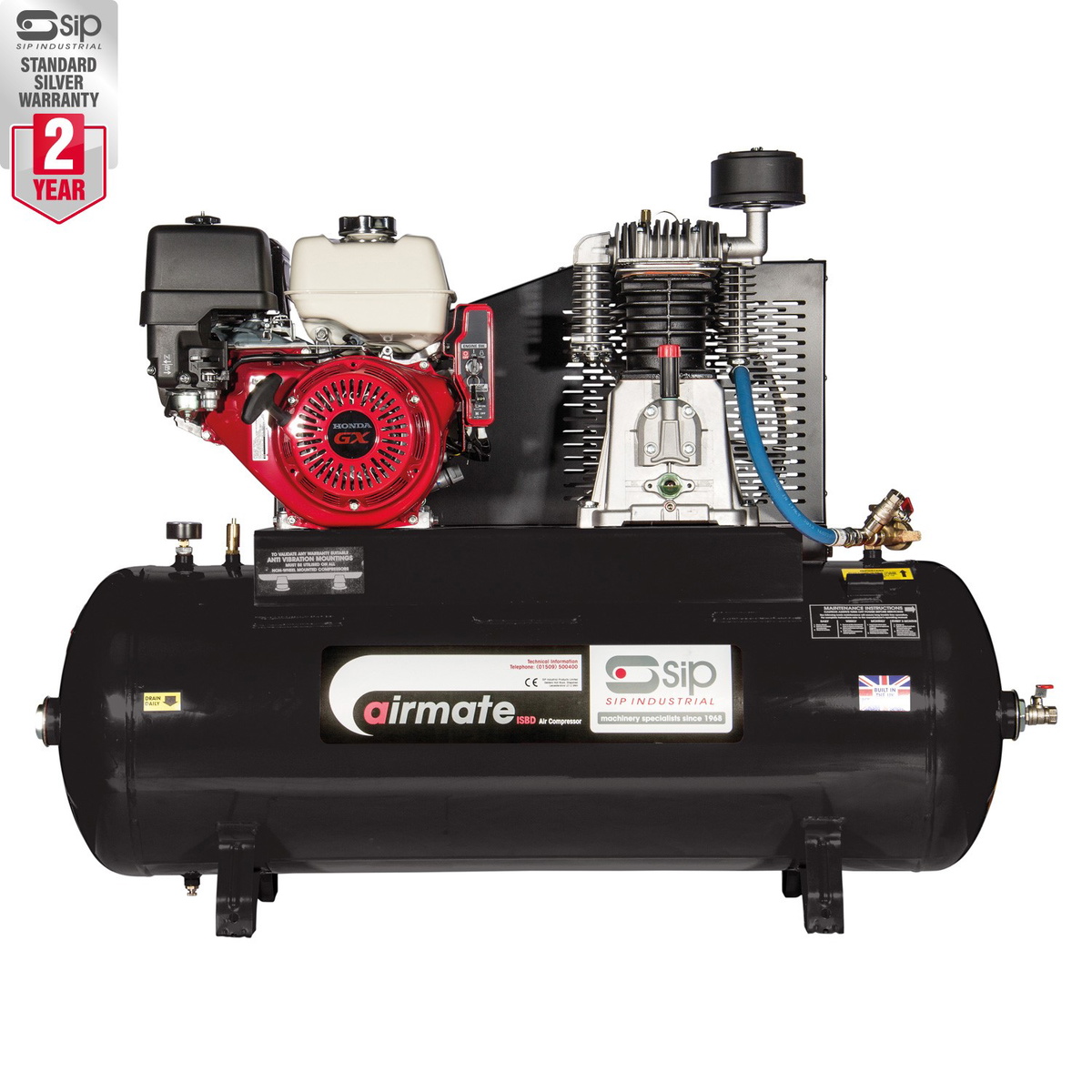 SIP 04450 ISHP5.5/150 Super Petrol Compressor, Tank Capacity - 50 Litre, Max. Air Pressure - 10.3 Bar